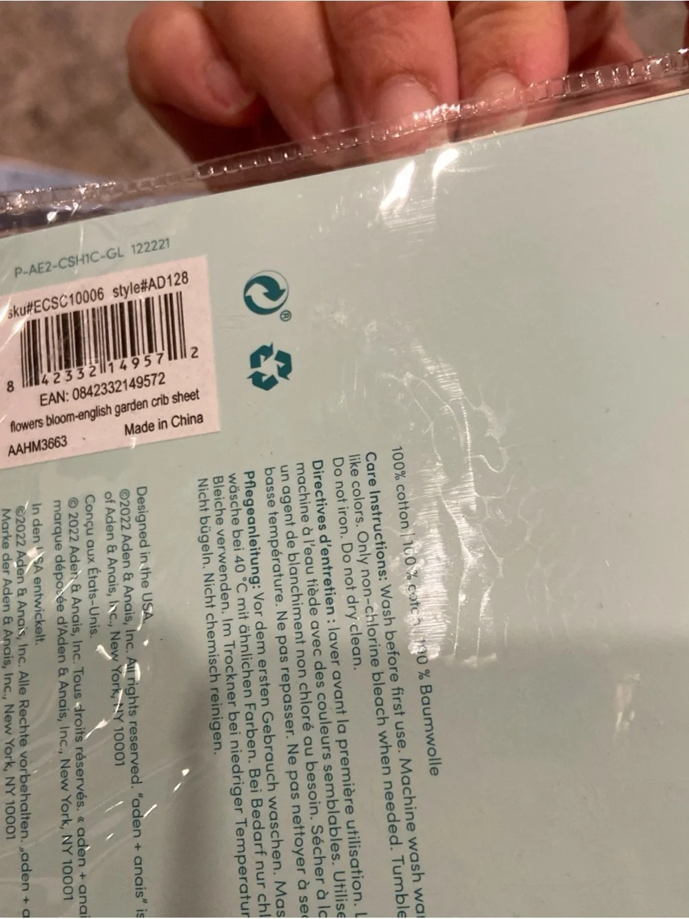 Brand New aden + anais Essentials Flowers Bloom English Crib Sheet Cotton Muslin